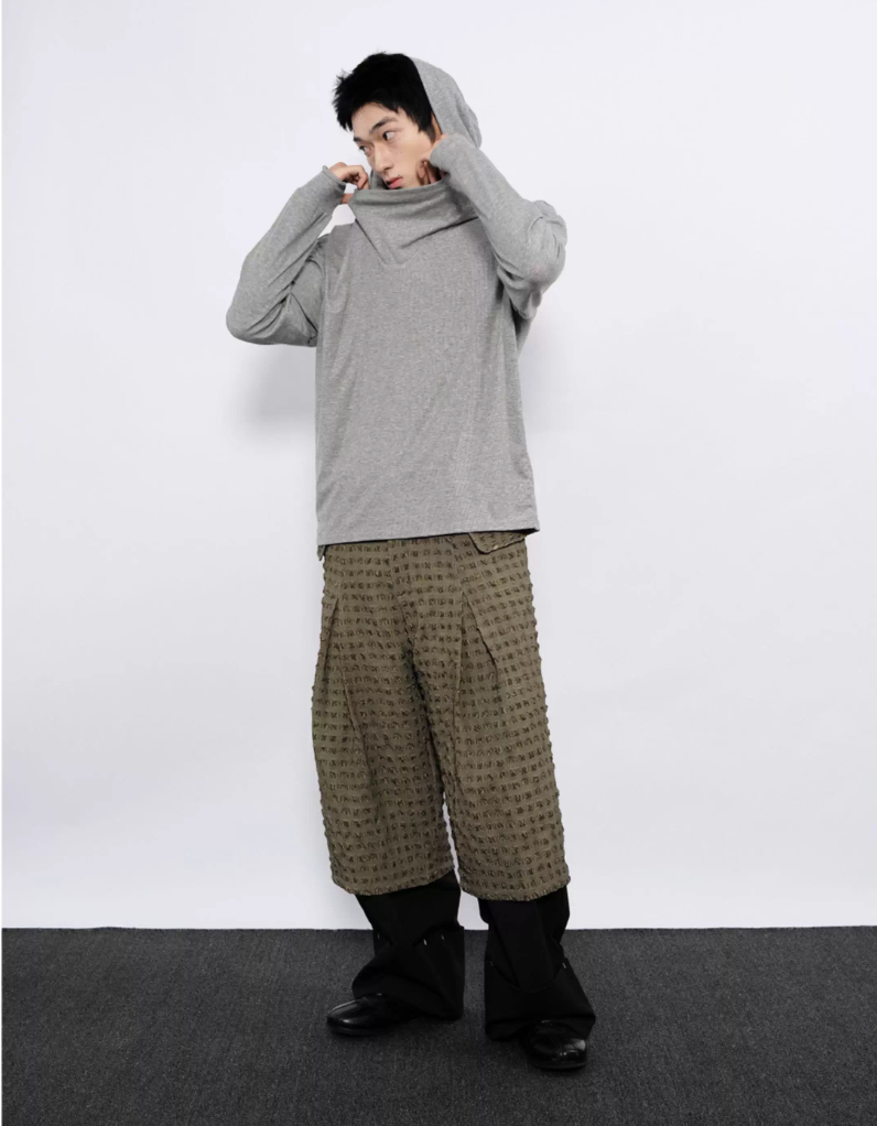 Wrap-around Hooded Long Sleeve T-Shirt