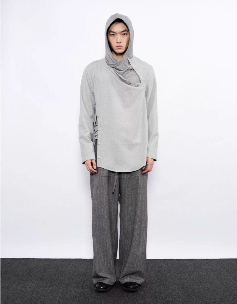 Wrap-around Hooded Long Sleeve T-Shirt