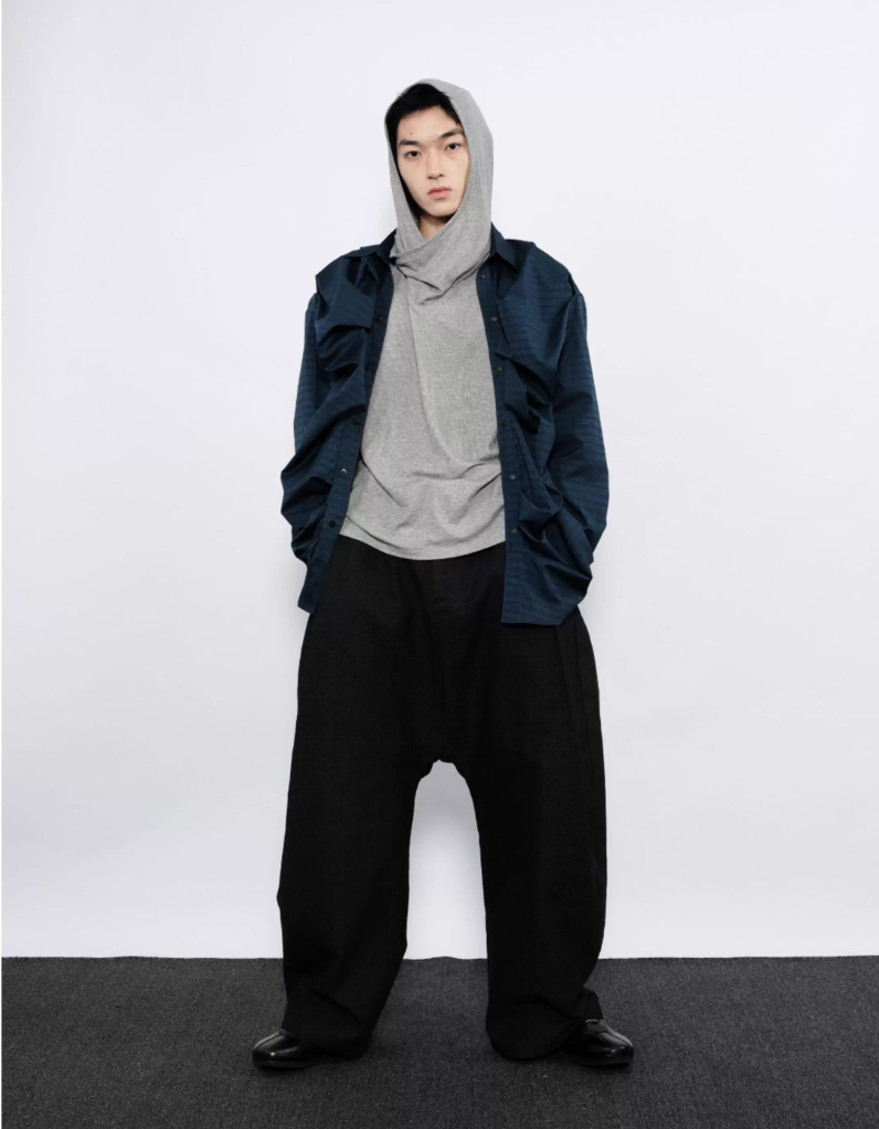 Wrap-around Hooded Long Sleeve T-Shirt
