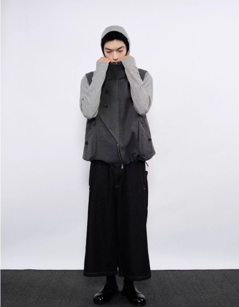 Wrap-around Hooded Long Sleeve T-Shirt
