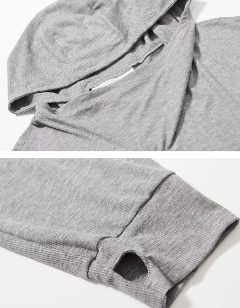 Wrap-around Hooded Long Sleeve T-Shirt