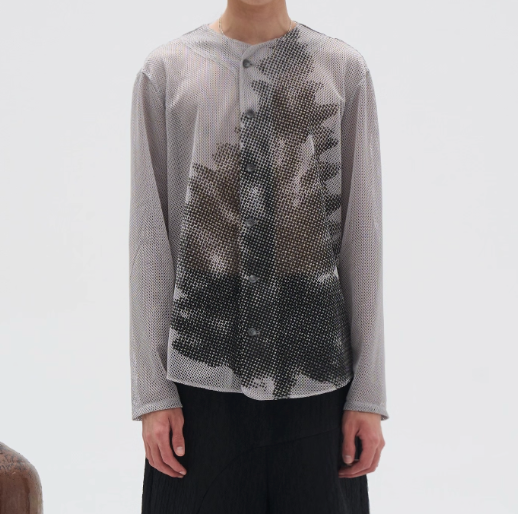 Pine Print Mesh Cardigan