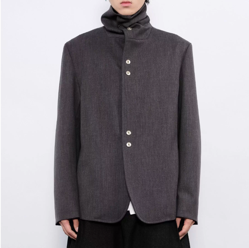 Stacked Collar Metal Button Jacket