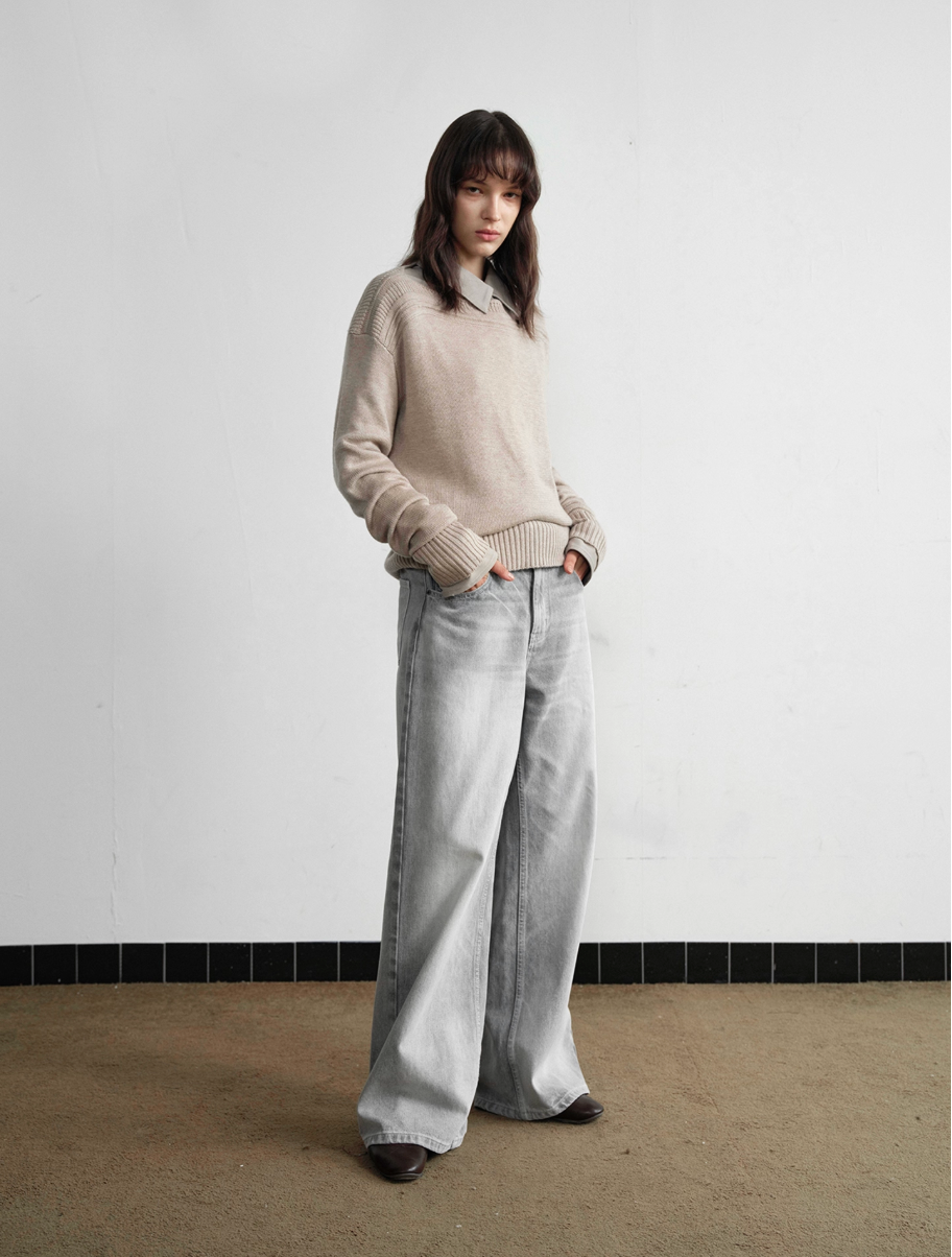 Washed Lime White Straight Jeans