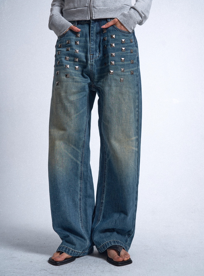 washed baggy studs Jeans