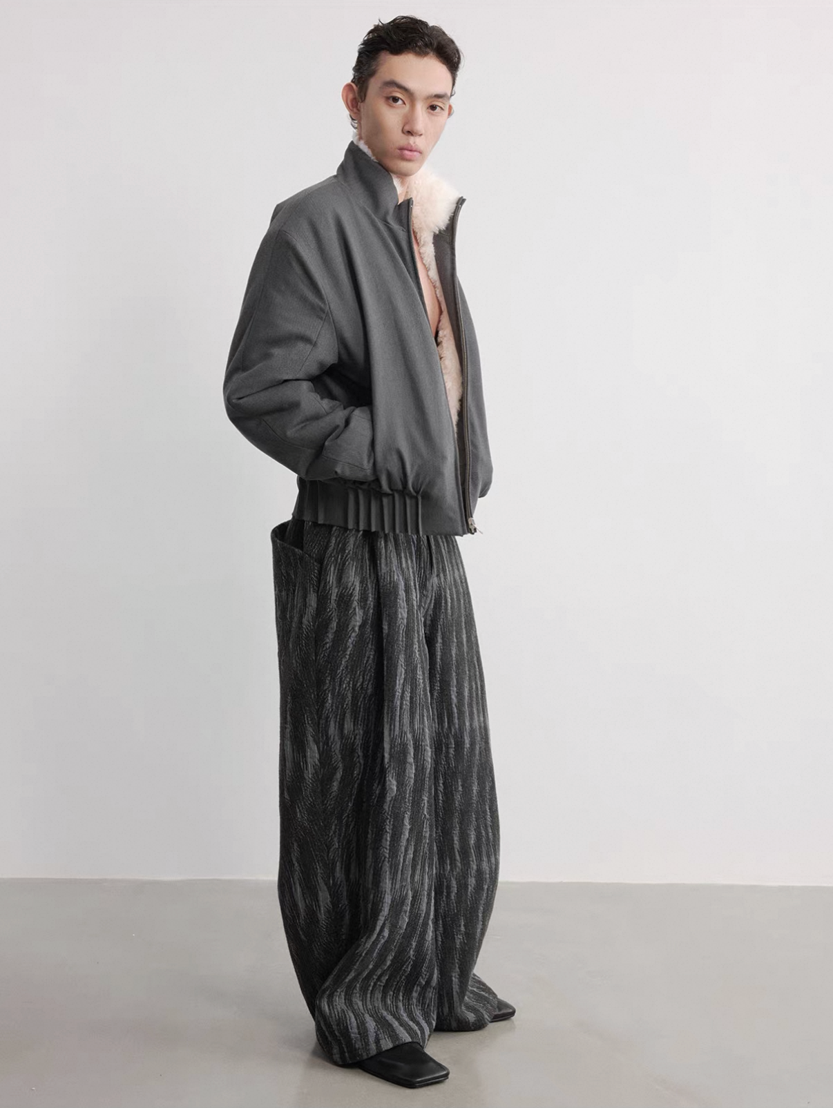 3D Pleated Fur Jacket