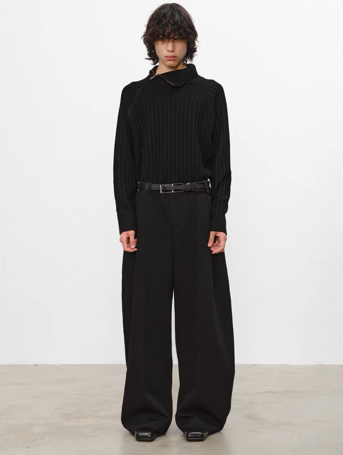 High Neck Strip Sweater