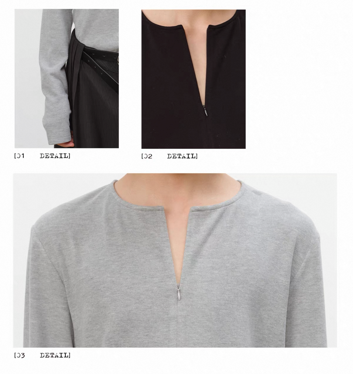 Half-Open Zip Long Sleeve T-shirt