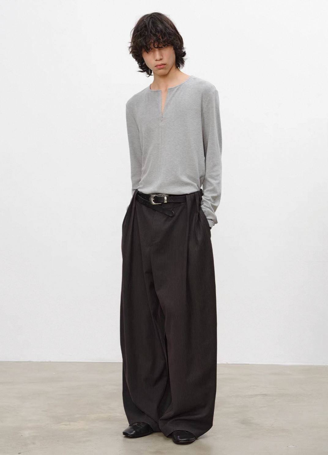 Half-Open Zip Long Sleeve T-shirt