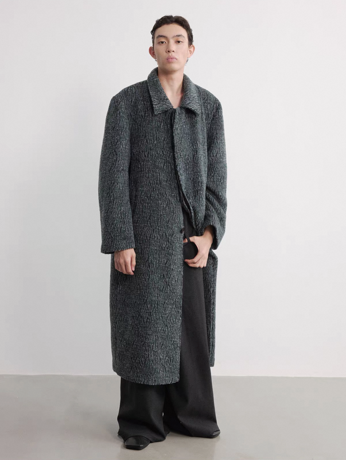 Wool Interwoven Texture Coat