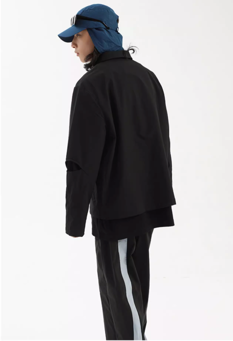 Zipper Hollow Cut Jacket