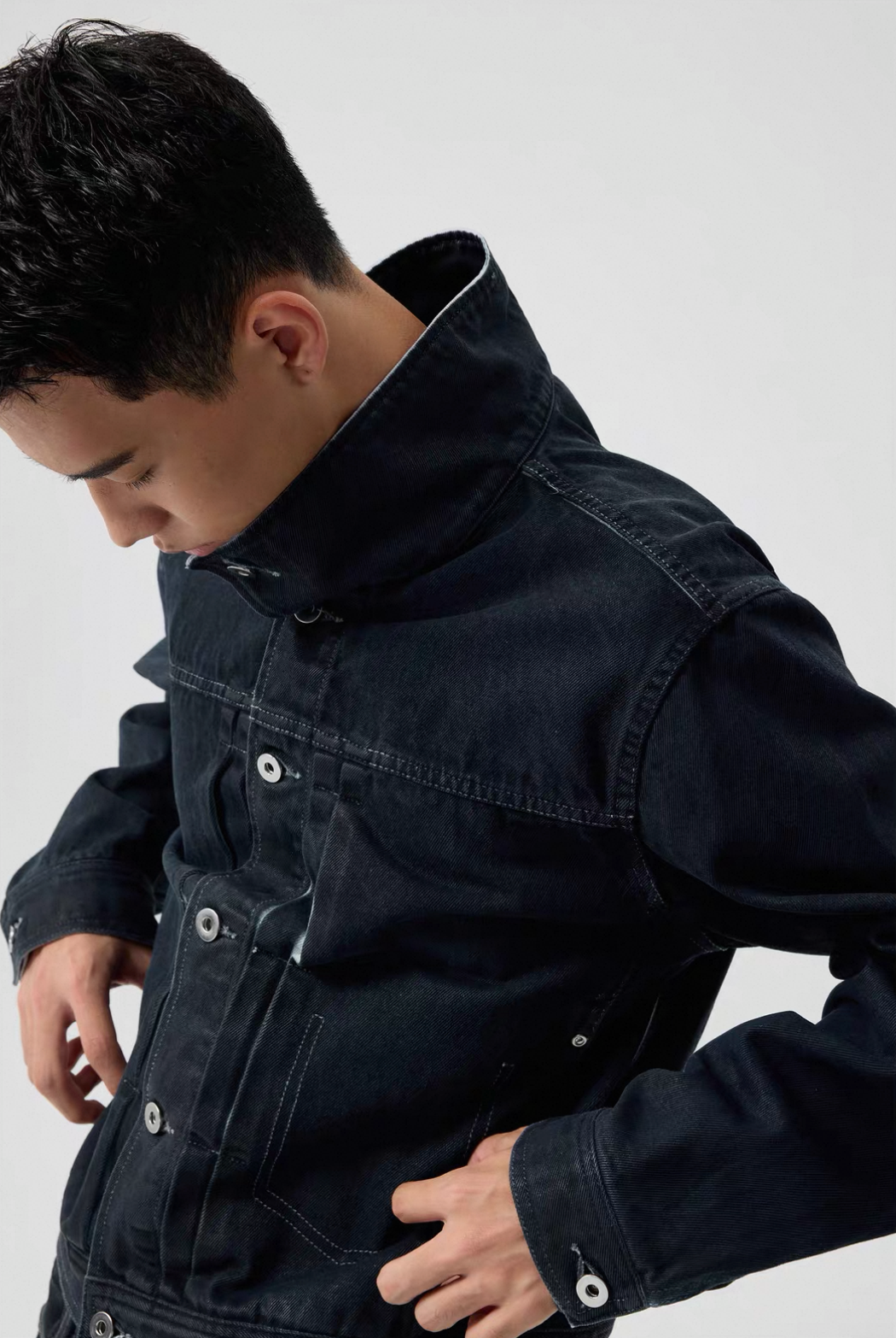 PU-Coated Wax Denim Jacket