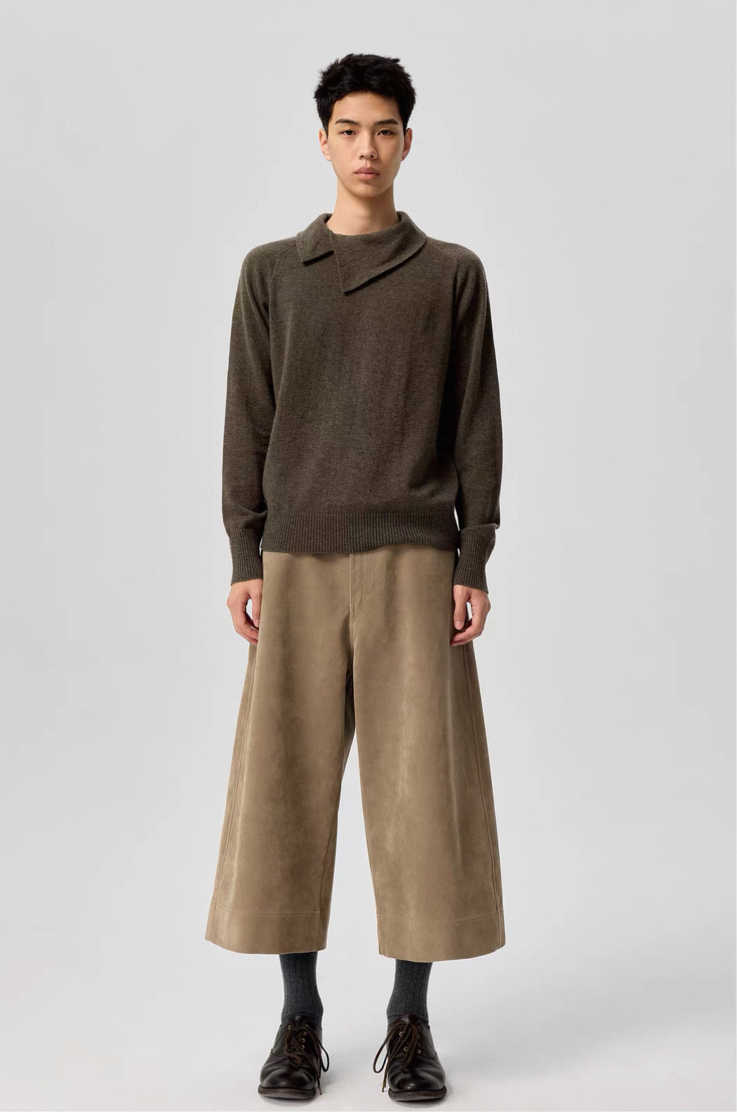 Asymmetric Neckline Wool Sweater