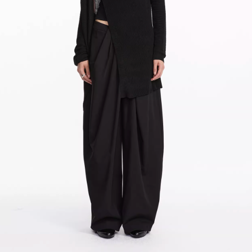 Irregular Waist Pleated Loose Trouser