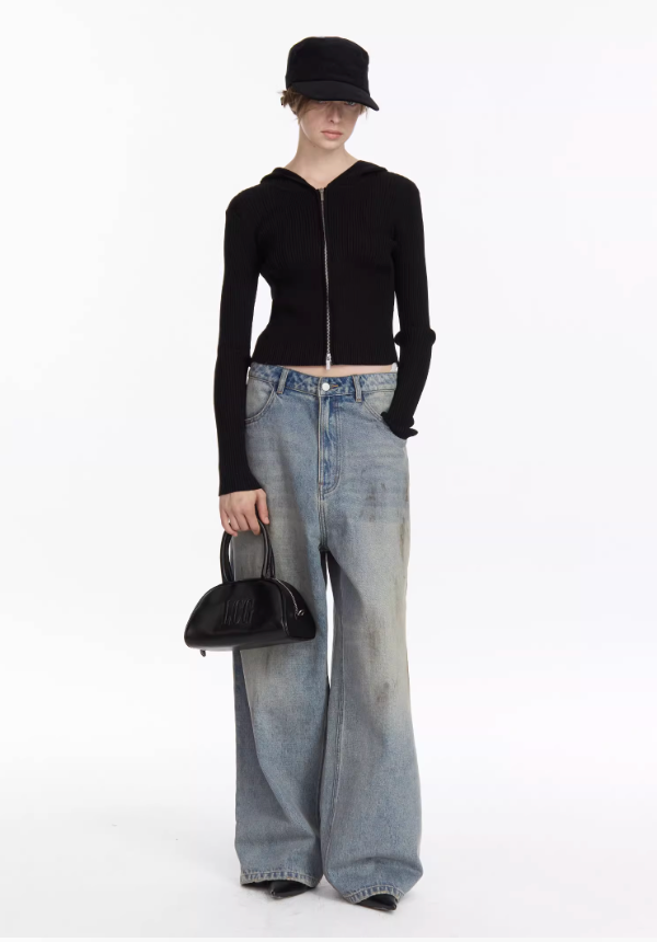 Basic Knitted Zip Hoodie