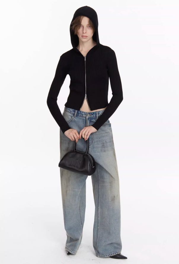 Basic Knitted Zip Hoodie