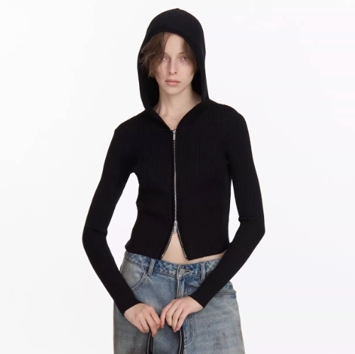 Basic Knitted Zip Hoodie
