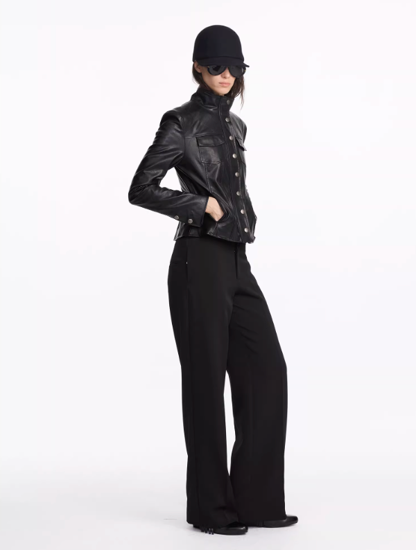 Rhombus Plaid Slim Leather Jacket