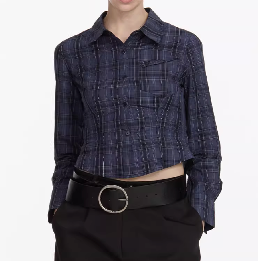 Vintage Check Slim Cropped Shirt