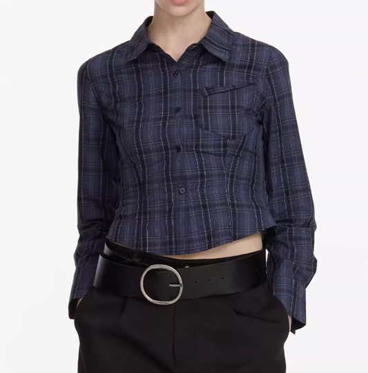 Vintage Check Slim Cropped Shirt