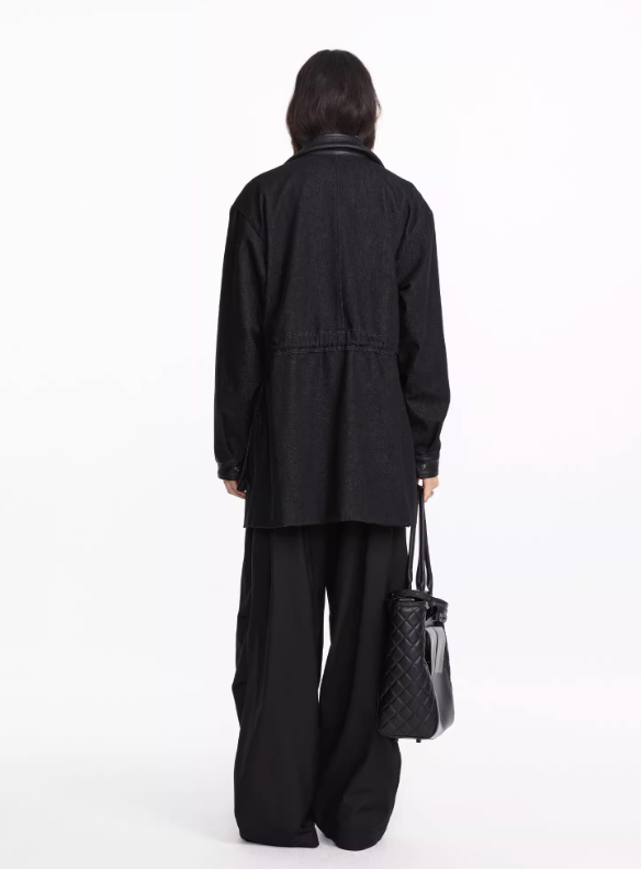 Vintage Cow Spliced leather Trench Coat