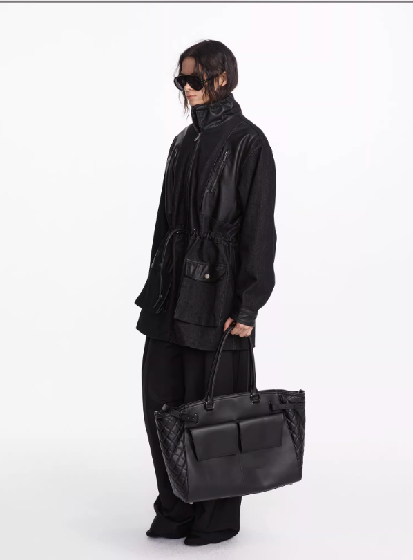 Vintage Cow Spliced leather Trench Coat