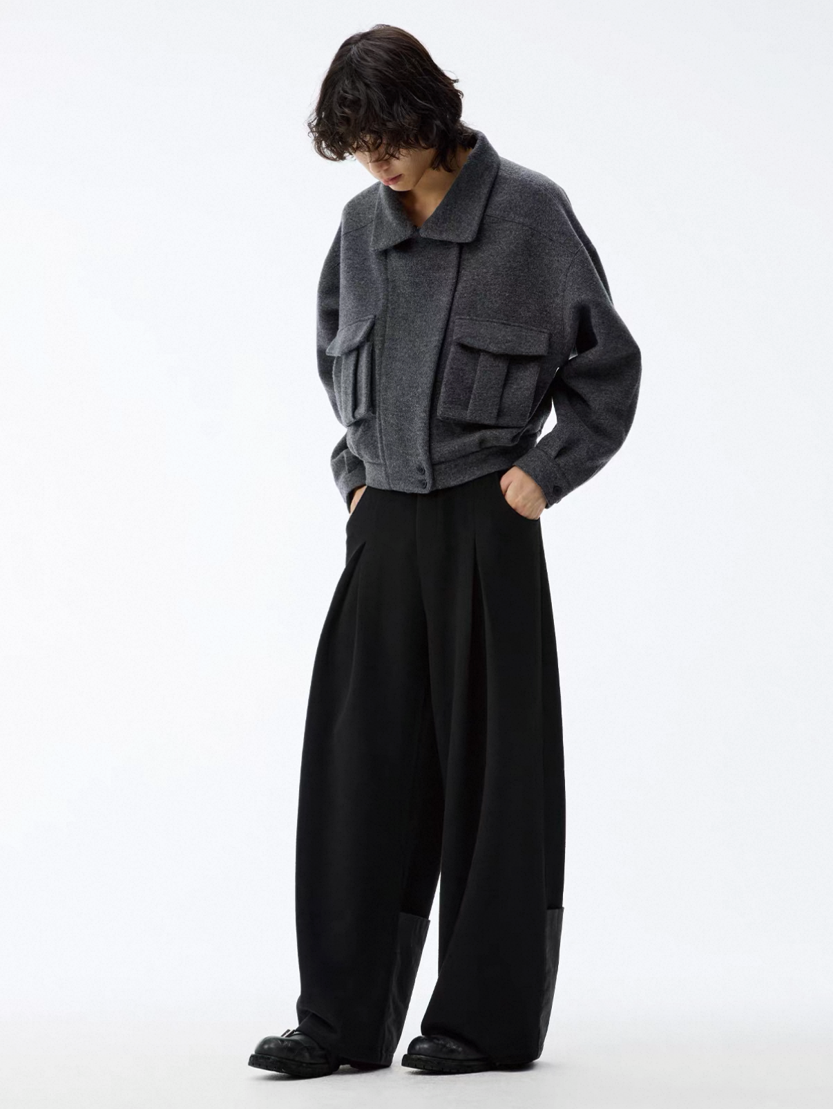 Paneled wool Trouser
