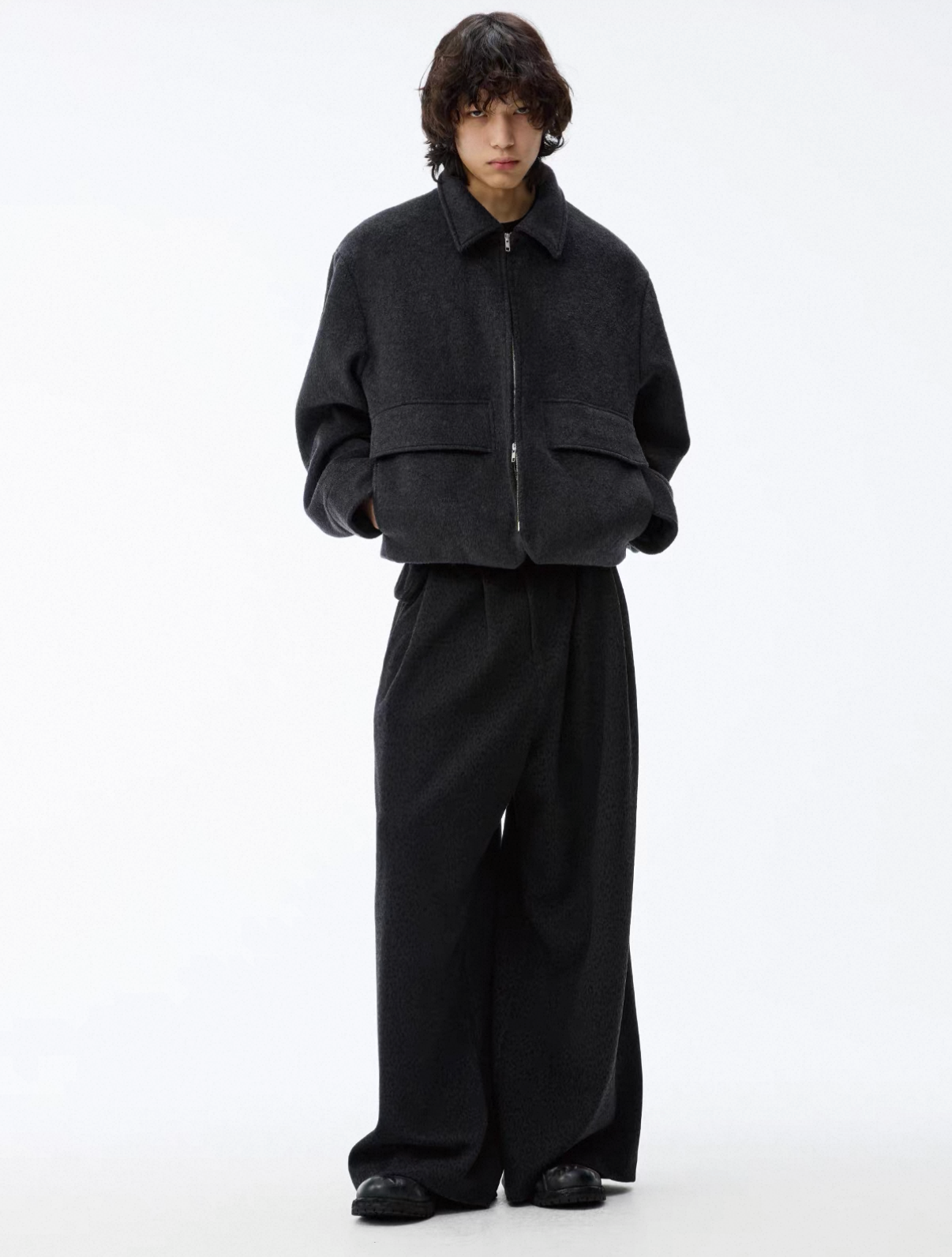 Wool Stiff Zip Jacket