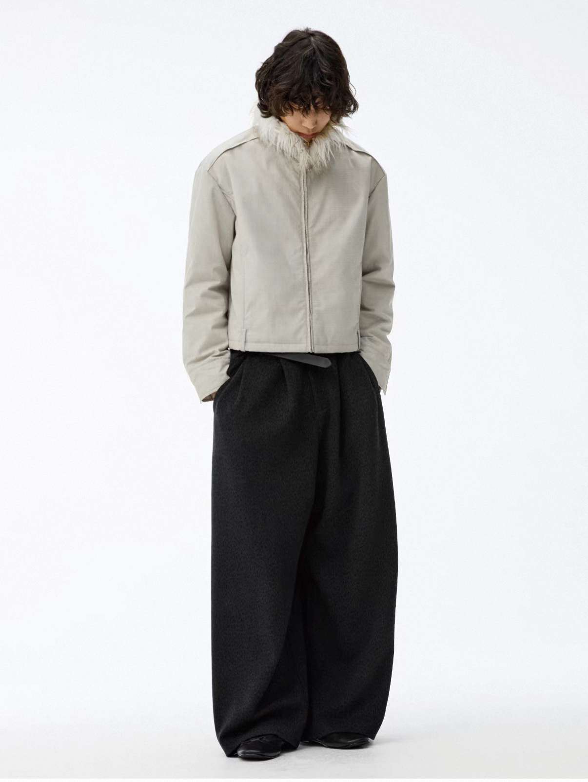 Washable Fur Collar Loop Jacket