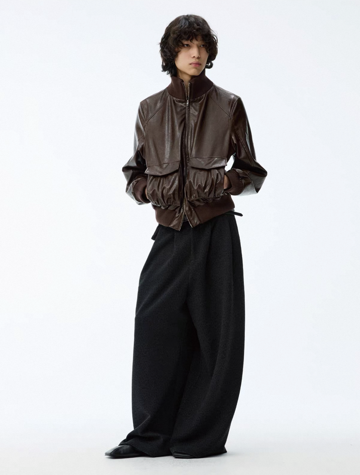 PU Oil Wax Smooth Leather Jacket