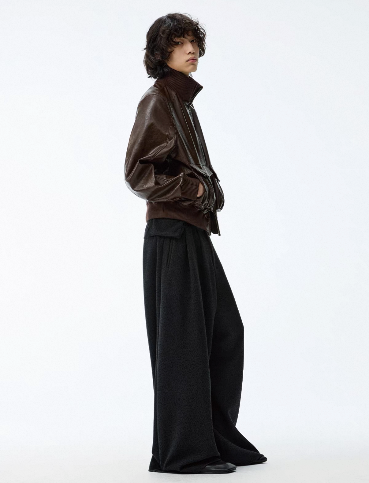 PU Oil Wax Smooth Leather Jacket