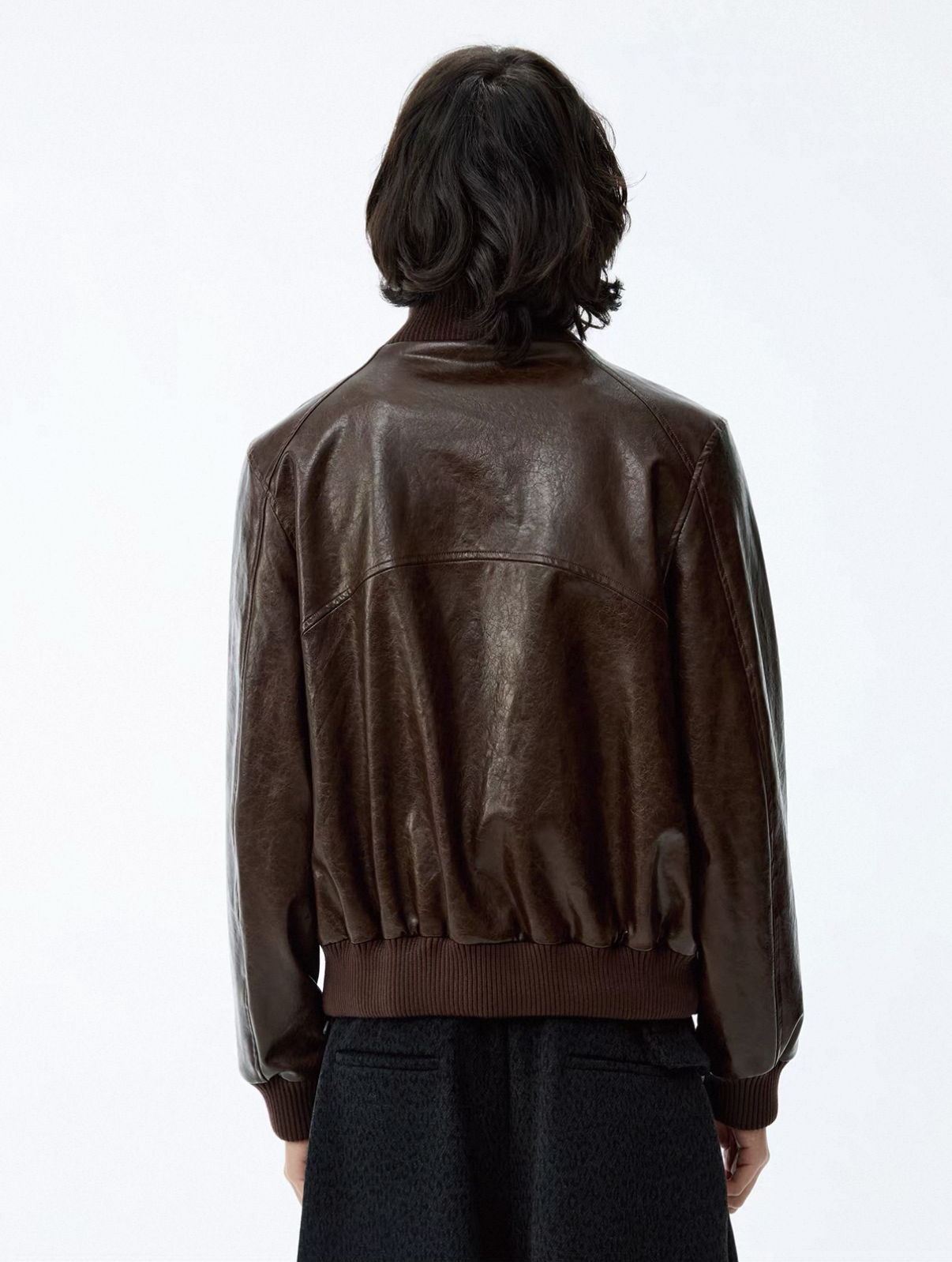 PU Oil Wax Smooth Leather Jacket