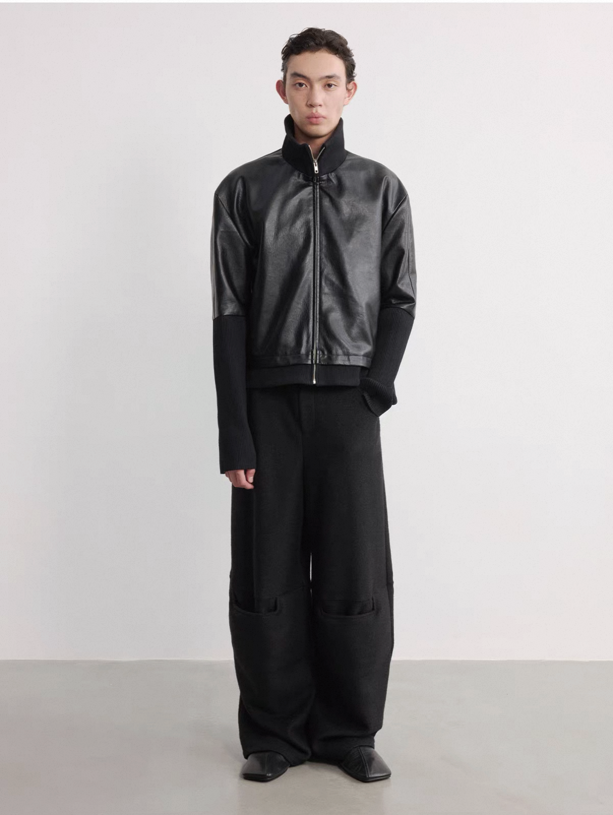 Short Fit Leather Jacket