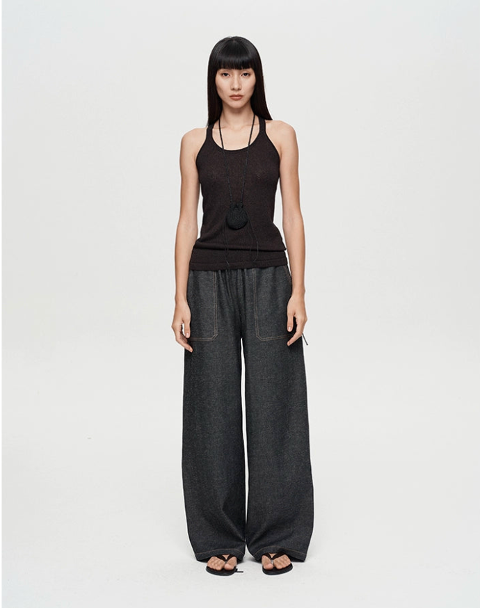 Linen Wide Leg Straight Trouser