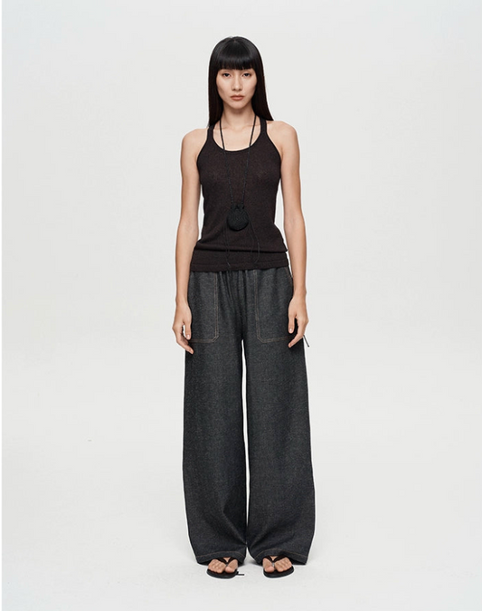 Linen Wide Leg Straight Trouser