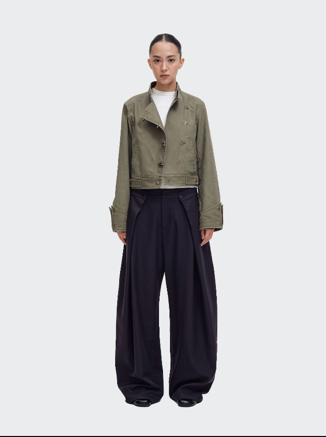 Distressed Vintage Cropped Biker Jacket