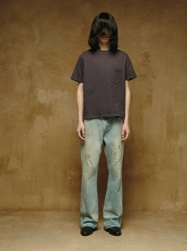 Ice Blue Dirty Bootcut Jeans