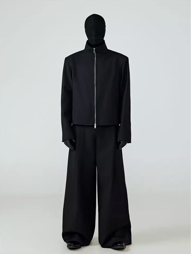 Stand Collar Cropped Jacket