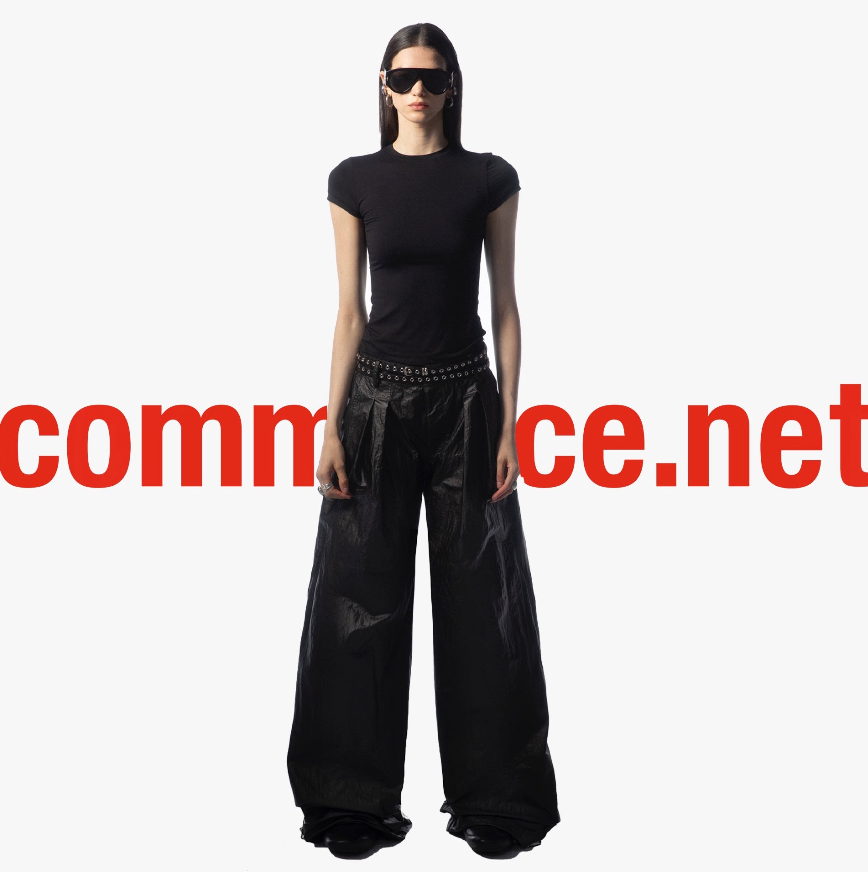 Drawstring elastic waist oil-coated wide-leg pants
