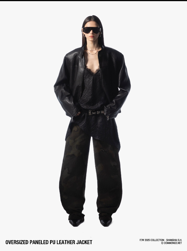 Oversize Panelled PU leather Jacket