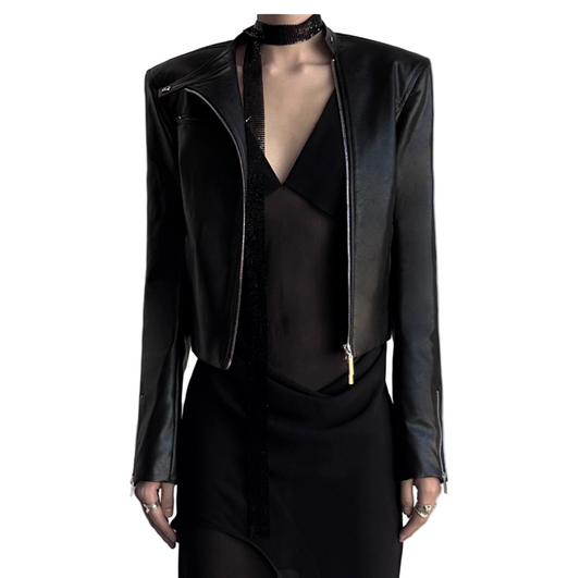 Black leather base Jacket