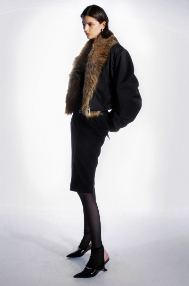 Detachable fur collar Bomber Jacket