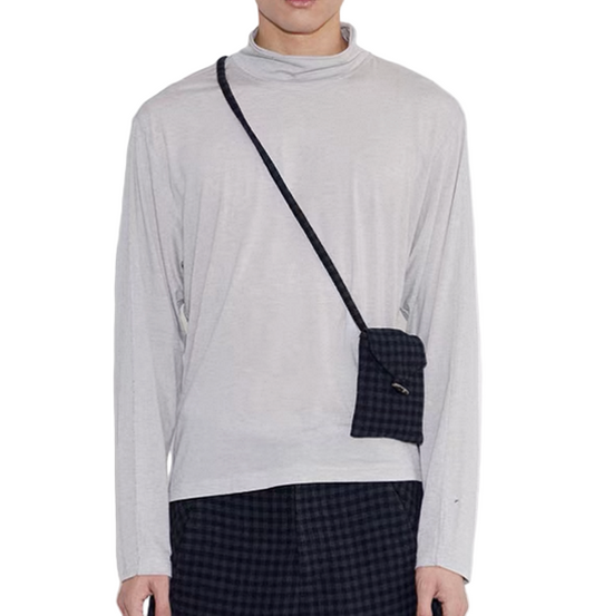 Rolled Up Collar Merino Wool Knit