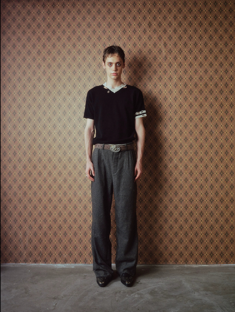 Dirty Mud Destroys Ankle Herringbone Trouser