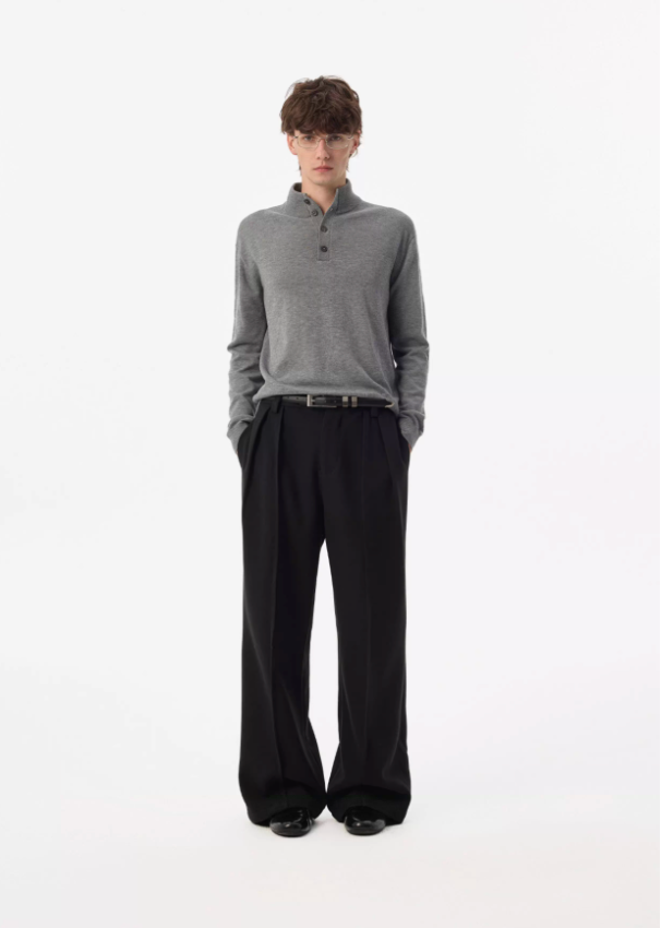 Blend Tweed Front Mid-Seam Trouser