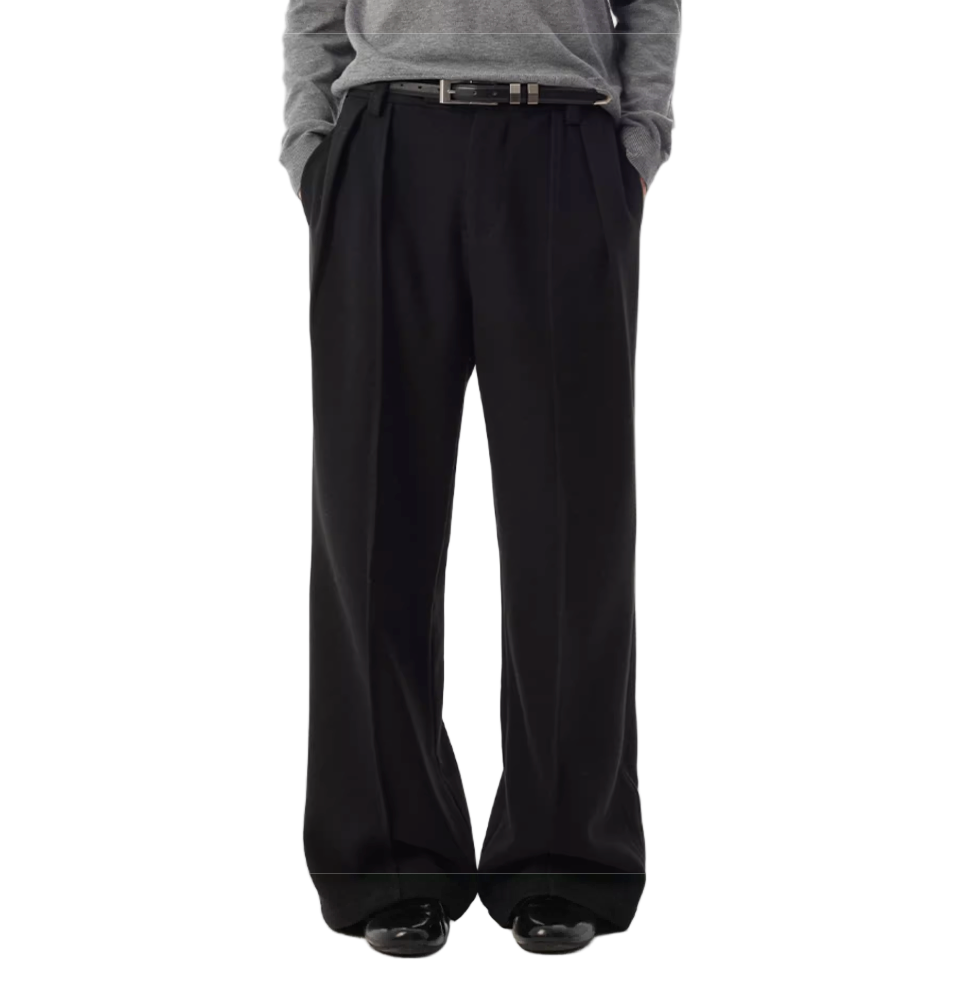 Blend Tweed Front Mid-Seam Trouser
