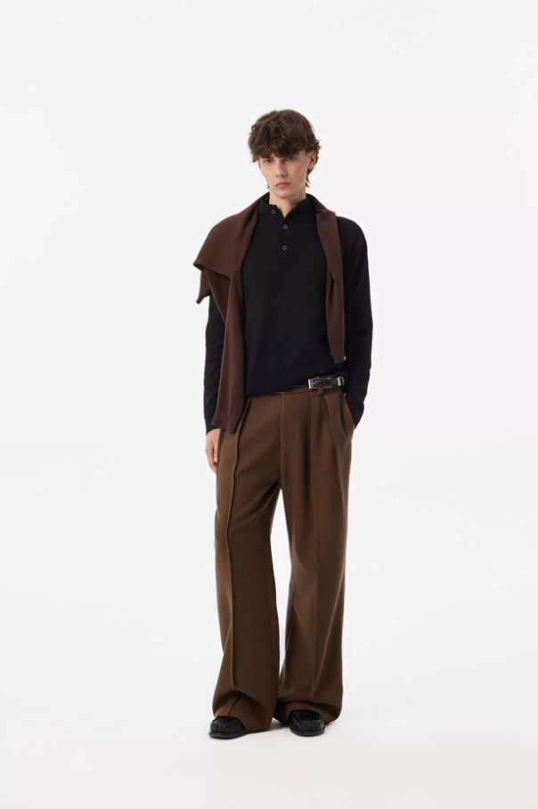 Blend Tweed Front Mid-Seam Trouser