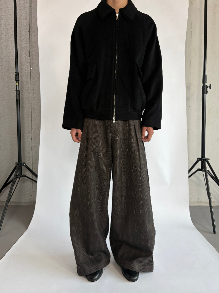 Plaid Double Pleated Pants