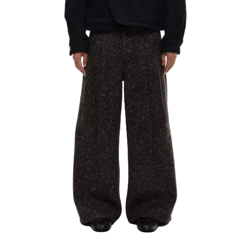 Double-pleated tweed trouser