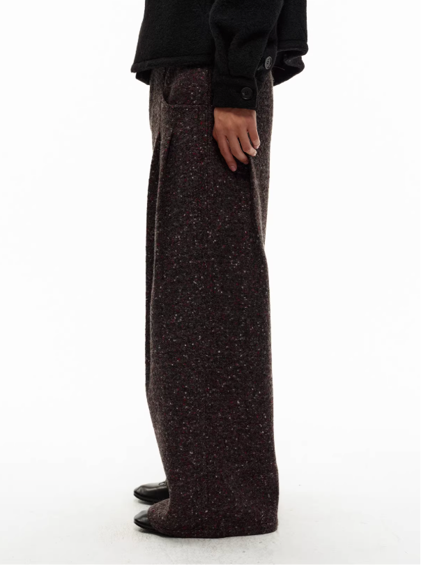 Double-pleated tweed trouser